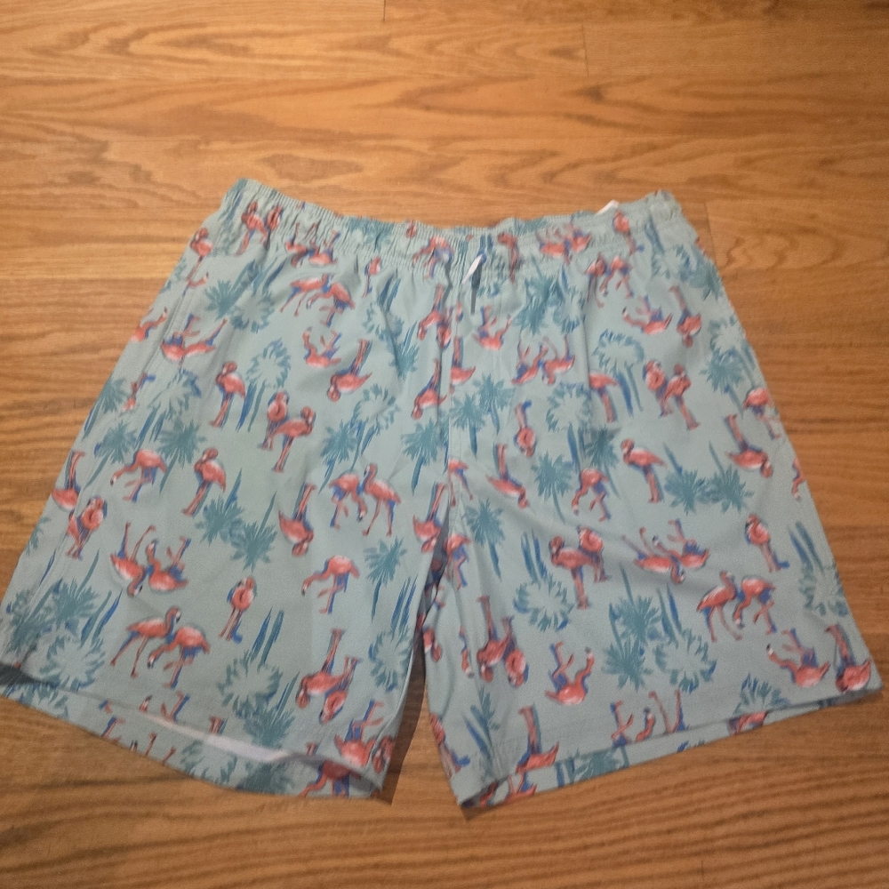 NWOT Old Navy Men's Light Blue Flamingo Print Swim Shorts